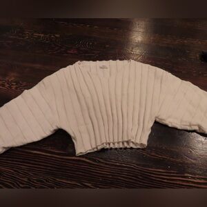 Le Lis Cream Ribbed Knit Top